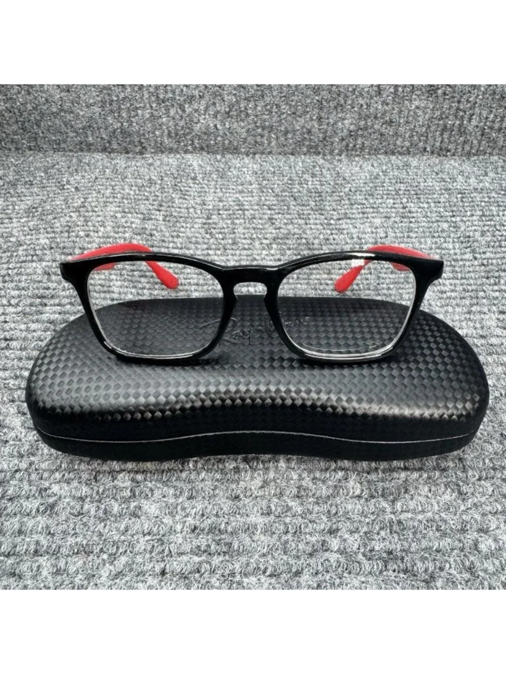 Ray-Ban Jr Kids Eyeglasses FRAMES ONLY Black Red RB 1553 3725 46-16-130 Full Rim